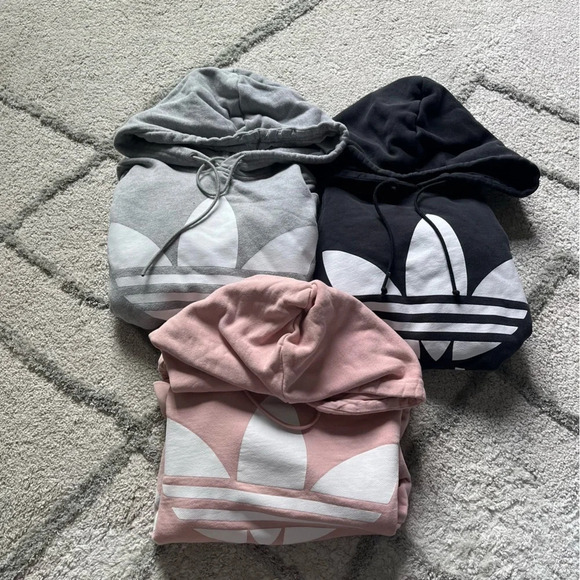 Adidas Trefoil Hoodie pink black and gray bundle sweatshirts XS - Picture 1 of 11